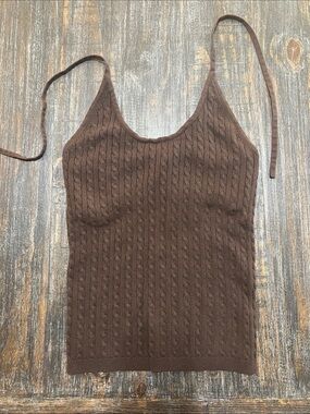 GAP Brown Cable-Knit Spaghetti Strap Camisole